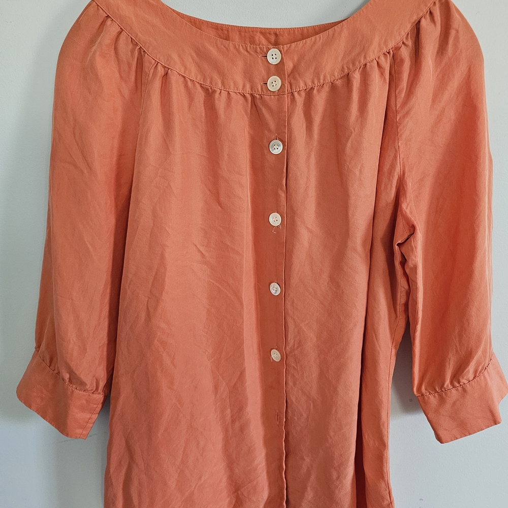 J. Jill Orange Silk Button-Down Tunic Fall